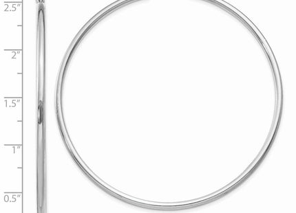 14K White Gold Polished Lightweight Tube Hoop Earrings (Style T835L)