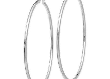 14k White Gold Polished Tube Hoop Earrings (Style T836)