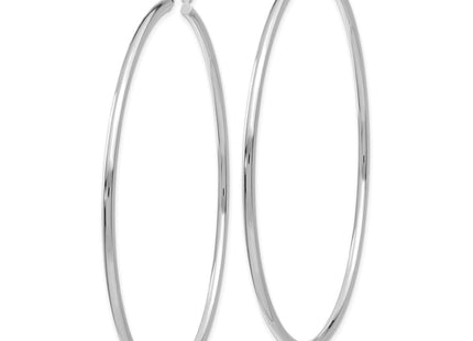14K White Gold Polished Lightweight Tube Hoop Earrings (Style T836L)