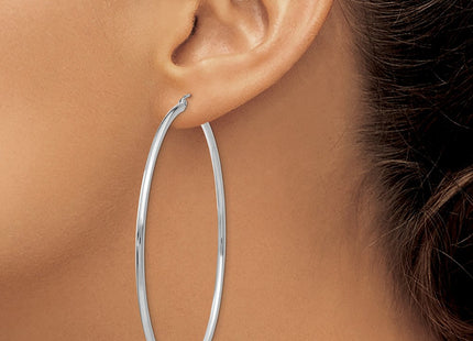 14K White Gold Polished Lightweight Tube Hoop Earrings (Style T836L)