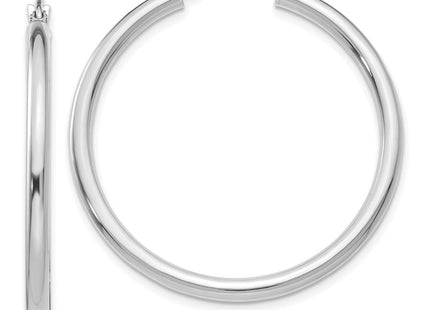 14k White Gold Polished Tube Hoop Earrings (Style T837)