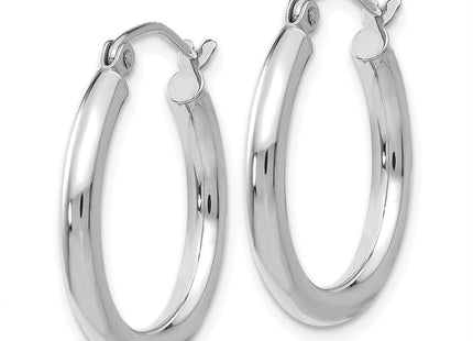 14k White Gold Polished Tube Hoop Earrings (Style T840)