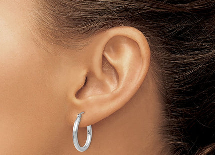 14k White Gold Polished Tube Hoop Earrings (Style T840)