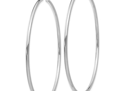 14K White Gold Polished Lightweight Tube Hoop Earrings (Style T841L)