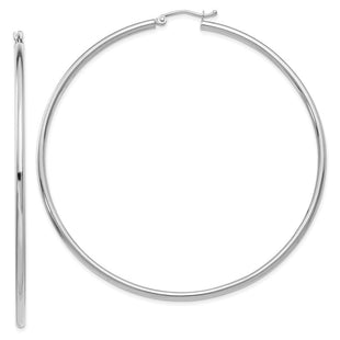 14k White Gold Polished Tube Hoop Earrings (Style T841)