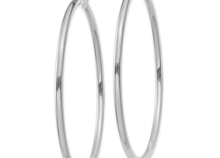 14K White Gold Polished Lightweight Tube Hoop Earrings (Style T842L)