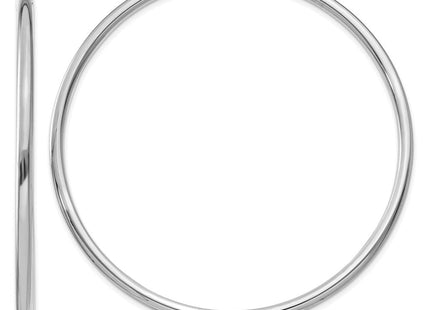 14K White Gold Polished Lightweight Tube Hoop Earrings (Style T842L)
