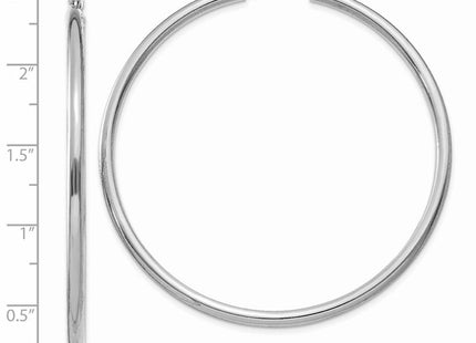 14k White Gold Polished Tube Hoop Earrings (Style T843)