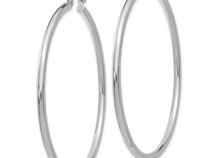 14K White Gold Polished Lightweight Tube Hoop Earrings (Style T843L)