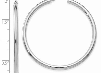 14K White Gold Polished Lightweight Tube Hoop Earrings (Style T845L)