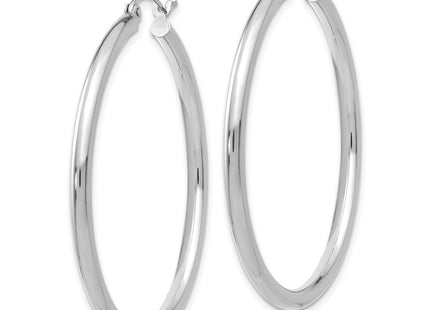 14k White Gold Polished Tube Hoop Earrings (Style T846)
