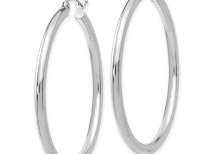 14K White Gold Polished Lightweight Tube Hoop Earrings (Style T846L)
