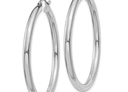 14k White Gold Polished Tube Hoop Earrings (Style T847)