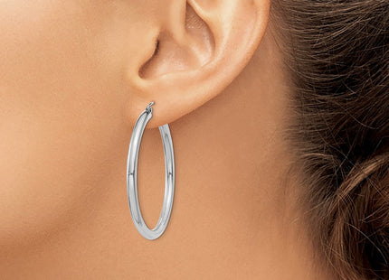 14k White Gold Polished Tube Hoop Earrings (Style T847)