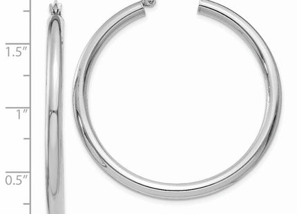 14k White Gold Polished Tube Hoop Earrings (Style T847)