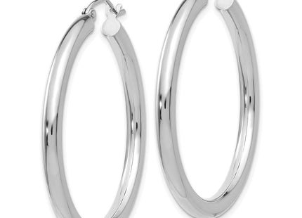 14k White Gold Polished Tube Hoop Earrings (Style T848)