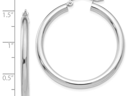 14k White Gold Polished Tube Hoop Earrings (Style T848)