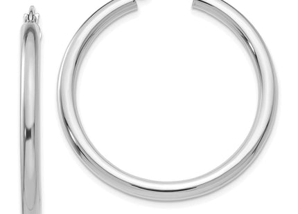 14K White Gold Polished Lightweight Tube Hoop Earrings (Style T848L)