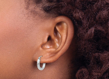 14K White Gold Polished Lightweight Tube Hoop Earrings (Style T852L)