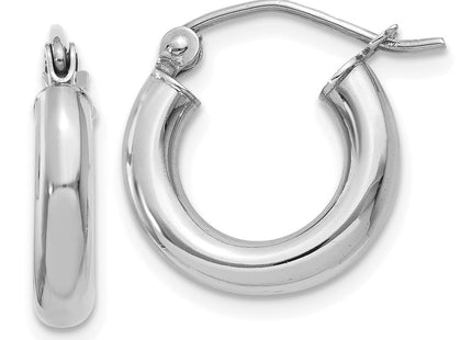 14k White Gold Polished Tube Hoop Earrings (Style T852)