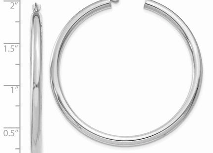 14k White Gold Polished Tube Hoop Earrings (Style T853)