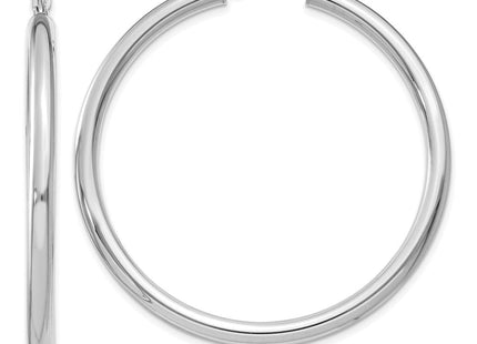 14k White Gold Polished Tube Hoop Earrings (Style T853)
