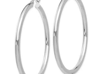 14k White Gold Polished Tube Hoop Earrings (Style T854)