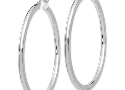 14K White Gold Polished Lightweight Tube Hoop Earrings (Style T854L)
