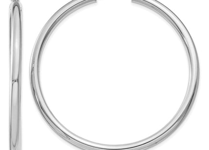 14K White Gold Polished Lightweight Tube Hoop Earrings (Style T854L)