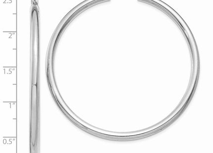 14k White Gold Polished Tube Hoop Earrings (Style T855)