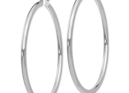14K White Gold Polished Lightweight Tube Hoop Earrings (Style T856L)