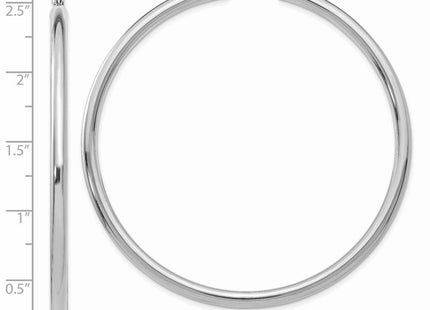 14K White Gold Polished Lightweight Tube Hoop Earrings (Style T856L)