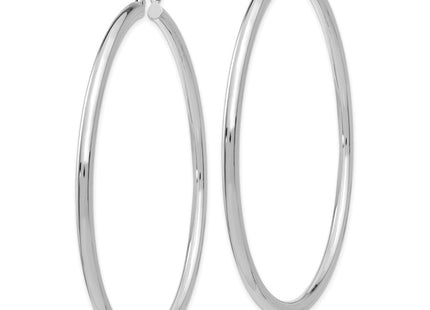 14k White Gold Polished Tube Hoop Earrings (Style T857)