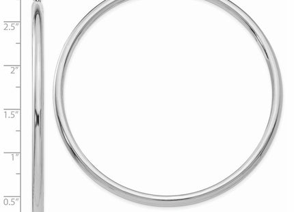14k White Gold Polished Tube Hoop Earrings (Style T857)