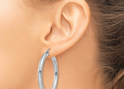 14k White Gold Polished Tube Hoop Earrings (Style T858)