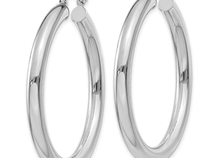 14K White Gold Polished Lightweight Tube Hoop Earrings (Style T858L)