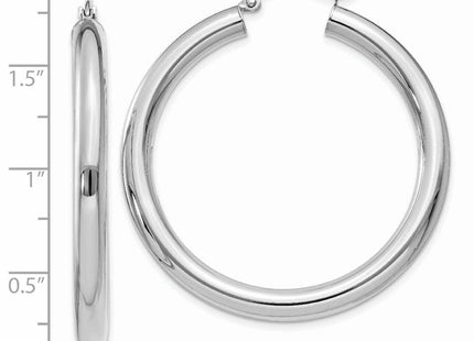14K White Gold Polished Lightweight Tube Hoop Earrings (Style T858L)
