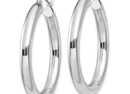 14k White Gold Polished Tube Hoop Earrings (Style T859)