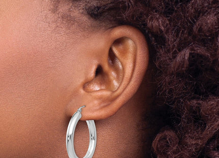 14k White Gold Polished Tube Hoop Earrings (Style T860)