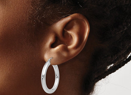 14K White Gold Polished Lightweight Tube Hoop Earrings (Style T860L)