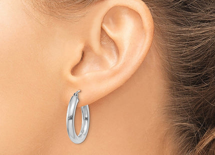 14K White Gold Polished Lightweight Tube Hoop Earrings (Style T861L)