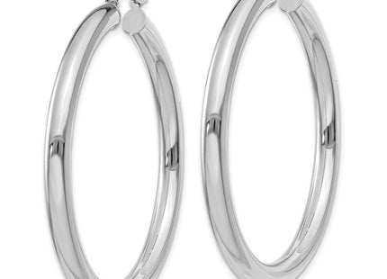 14K White Gold Polished Lightweight Tube Hoop Earrings (Style T862L)