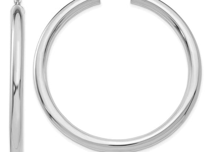 14k White Gold Polished Tube Hoop Earrings (Style T863)