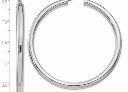 14k White Gold Polished Tube Hoop Earrings (Style T864)