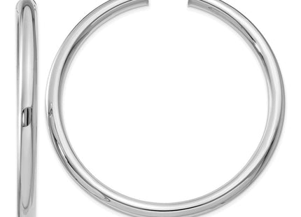 14k White Gold Polished Tube Hoop Earrings (Style T864)