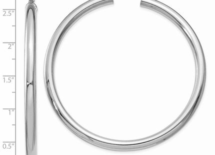 14k White Gold Polished Tube Hoop Earrings (Style T865)