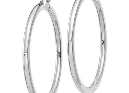 14K White Gold Polished Lightweight Tube Hoop Earrings (Style T865L)