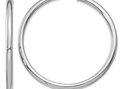 14K White Gold Polished Lightweight Tube Hoop Earrings (Style T865L)