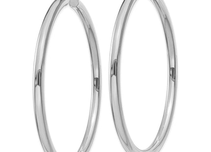 14k White Gold Polished Tube Hoop Earrings (Style T866)