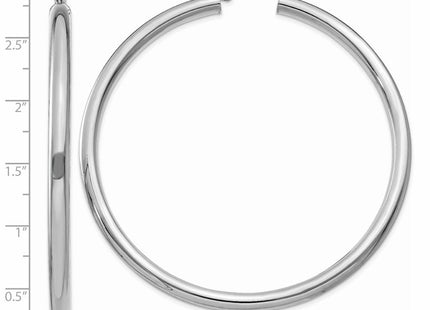 14k White Gold Polished Tube Hoop Earrings (Style T866)